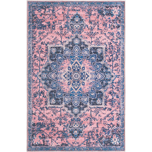 Bungalow Rose Mcelhannon Performance Pink/Navy Rug & Reviews Wayfair